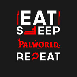 Свитшот хлопковый мужской Надпись eat sleep Palworld repeat, цвет: черный — фото 2