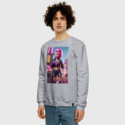 Свитшот хлопковый мужской Барби в кожаных шортах - модница, цвет: меланж — фото 2