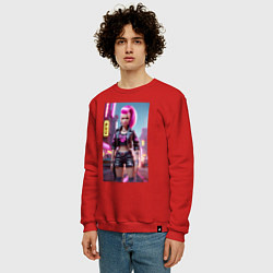 Свитшот хлопковый мужской Барби в кожаных шортах - модница, цвет: красный — фото 2