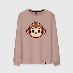 Свитшот хлопковый мужской Мордочка обезьяны, цвет: пыльно-розовый