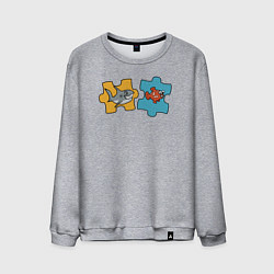 Свитшот хлопковый мужской Рыбки в пазлах, цвет: меланж