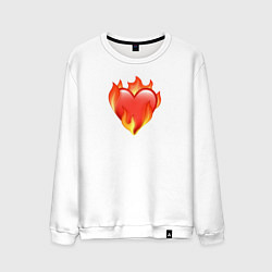 Свитшот хлопковый мужской Эмодзи сердце в огне, цвет: белый