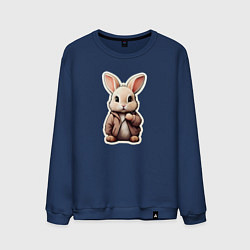 Свитшот хлопковый мужской Маленький пушистый кролик, цвет: тёмно-синий