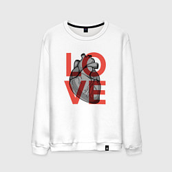 Свитшот хлопковый мужской Love с сердцем, цвет: белый