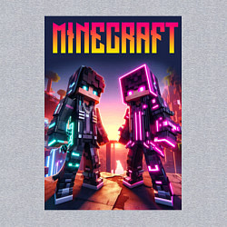 Свитшот хлопковый мужской Minecraft - neon fantasy ai art, цвет: меланж — фото 2
