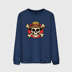 Свитшот хлопковый мужской Ван Пис - лого, цвет: тёмно-синий