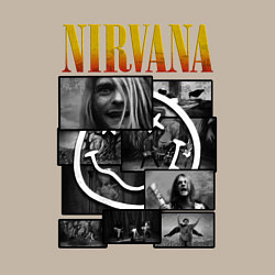 Свитшот хлопковый мужской Nirvana kurt krist dave, цвет: миндальный — фото 2