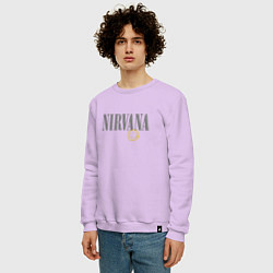 Свитшот хлопковый мужской Nirvana logo smile, цвет: лаванда — фото 2