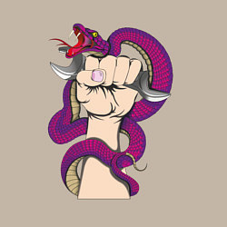 Свитшот хлопковый мужской Кобра вьется вокруг руки механика, цвет: миндальный — фото 2