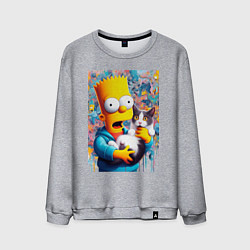 Мужской свитшот Bart Simpson with a kitten - ai art