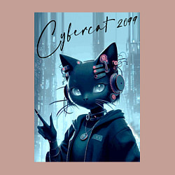 Свитшот хлопковый мужской Cybercat 2099 - ai art, цвет: пыльно-розовый — фото 2