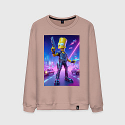 Мужской свитшот Cyber Bart - neon glow ai art