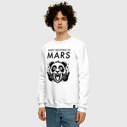 Свитшот хлопковый мужской Thirty Seconds to Mars - rock panda, цвет: белый — фото 2