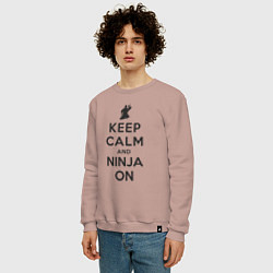 Свитшот хлопковый мужской Keep calm and ninja on, цвет: пыльно-розовый — фото 2