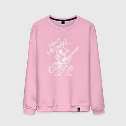 Свитшот хлопковый мужской Кот хеви метал, цвет: светло-розовый