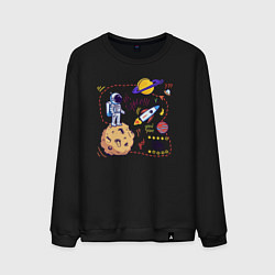 Свитшот хлопковый мужской Путь космонавта, цвет: черный