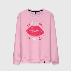 Свитшот хлопковый мужской Kiss me, цвет: светло-розовый