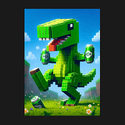 Свитшот хлопковый мужской Пивозаврик с банками пивасика - кубический Майнкра, цвет: черный — фото 2