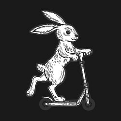 Свитшот хлопковый мужской Зайчик с самокатом, цвет: черный — фото 2