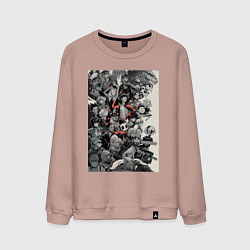 Свитшот хлопковый мужской Ван-Пис Луффи Монки Д, цвет: пыльно-розовый