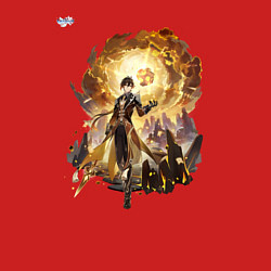 Свитшот хлопковый мужской Чжун Ли из Геншин Импакт, цвет: красный — фото 2