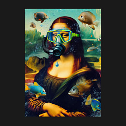 Свитшот хлопковый мужской Мона Лиза под водой - нейросеть, цвет: черный — фото 2