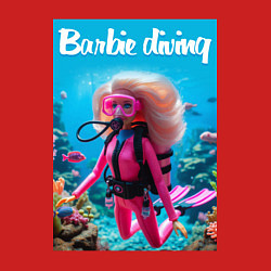 Свитшот хлопковый мужской Barbie diving - ai art, цвет: красный — фото 2