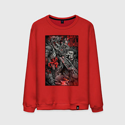 Свитшот хлопковый мужской Painkiller and demon - comix style, цвет: красный