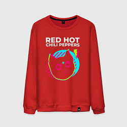 Свитшот хлопковый мужской Red Hot Chili Peppers rock star cat, цвет: красный