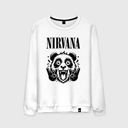 Свитшот хлопковый мужской Nirvana - rock panda, цвет: белый