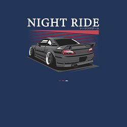 Свитшот хлопковый мужской Nissan skyline night ride, цвет: тёмно-синий — фото 2