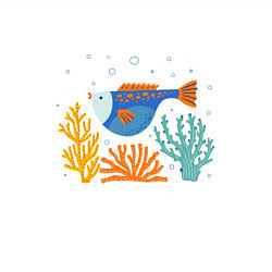 Свитшот хлопковый мужской Рыбка в кораллах, цвет: белый — фото 2