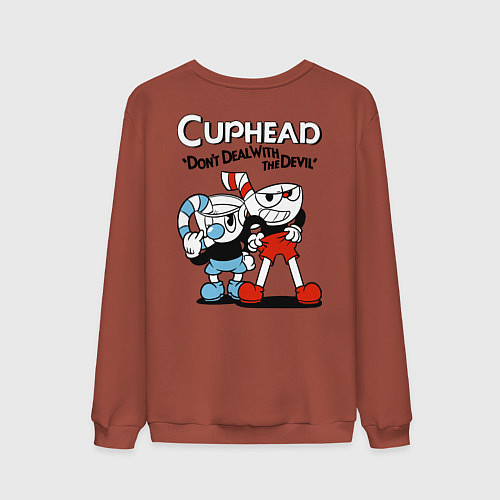 Мужской свитшот Cuphead and Mugman / Кирпичный – фото 2