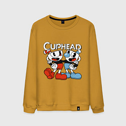 Свитшот хлопковый мужской Cuphead and Mugman, цвет: горчичный