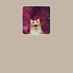 Свитшот хлопковый мужской Рыжий кот в космосе мем, цвет: миндальный — фото 2