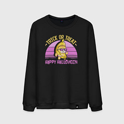 Свитшот хлопковый мужской Trick or treat happy halloween colored, цвет: черный