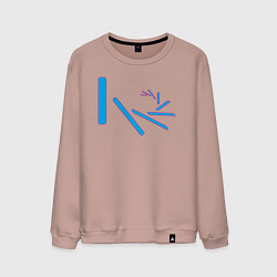 Свитшот хлопковый мужской Летящие вокруг прямоугольные палочки, цвет: пыльно-розовый