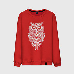 Свитшот хлопковый мужской Узорная сова, цвет: красный