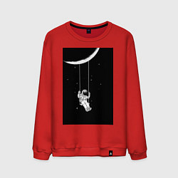 Мужской свитшот Космонавт на качелях планета