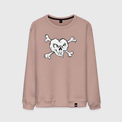 Свитшот хлопковый мужской Heart skull, цвет: пыльно-розовый