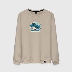 Свитшот хлопковый мужской Акула - морской патруль, цвет: миндальный