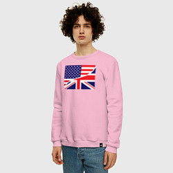 Свитшот хлопковый мужской США и Великобритания, цвет: светло-розовый — фото 2