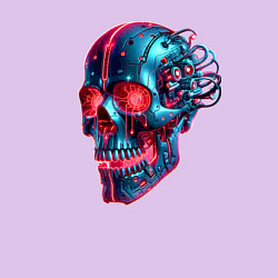 Свитшот хлопковый мужской Metal cyber skull - ai art, цвет: лаванда — фото 2