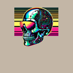 Свитшот хлопковый мужской Cyber skull - fantasy ai art, цвет: миндальный — фото 2