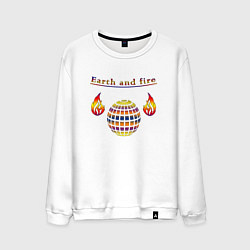 Свитшот хлопковый мужской Earth and fire, цвет: белый