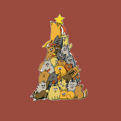 Свитшот хлопковый мужской Новогодняя ёлка из котиков, цвет: кирпичный — фото 2