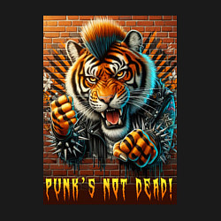 Свитшот хлопковый мужской Punks not dead - motto tiger, цвет: черный — фото 2