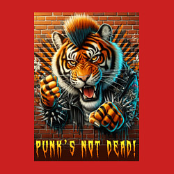 Свитшот хлопковый мужской Punks not dead - motto tiger, цвет: красный — фото 2