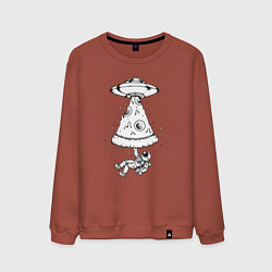 Свитшот хлопковый мужской Космонавт и пицца, цвет: кирпичный