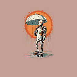 Свитшот хлопковый мужской Робот под дождём с зонтом, цвет: пыльно-розовый — фото 2